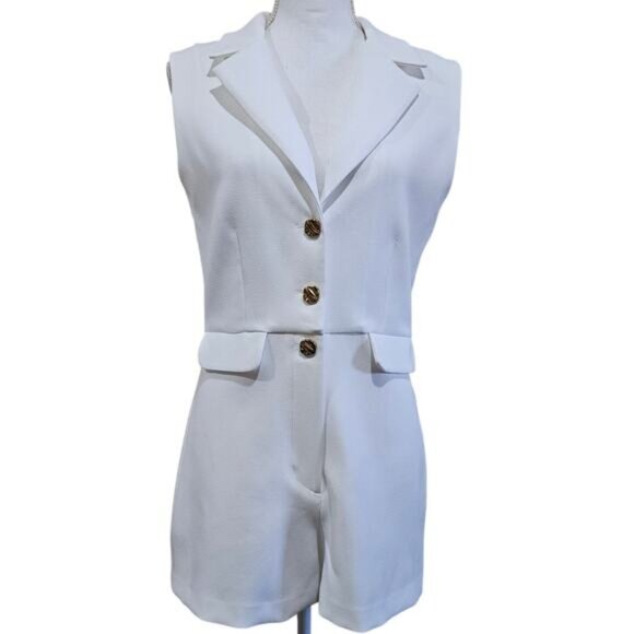 Zara Blazer Style Romper White Size S - Picture 1 of 5